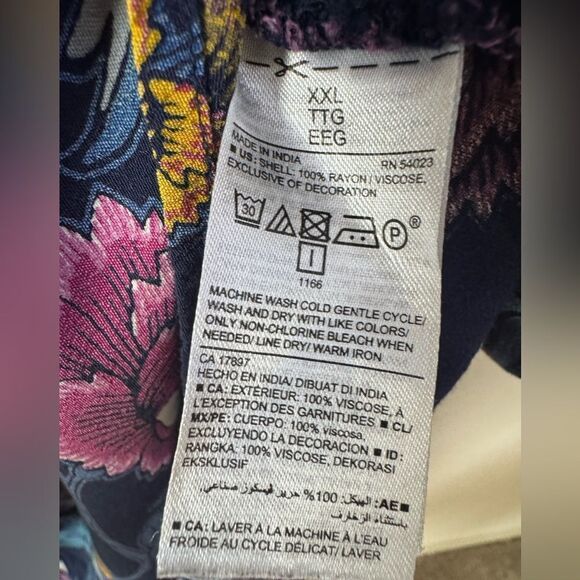 Old Navy Blue Floral Print Puff Sleeve Keyhole Dress Women’s Sz XXL Feminine - Picture 5 of 9